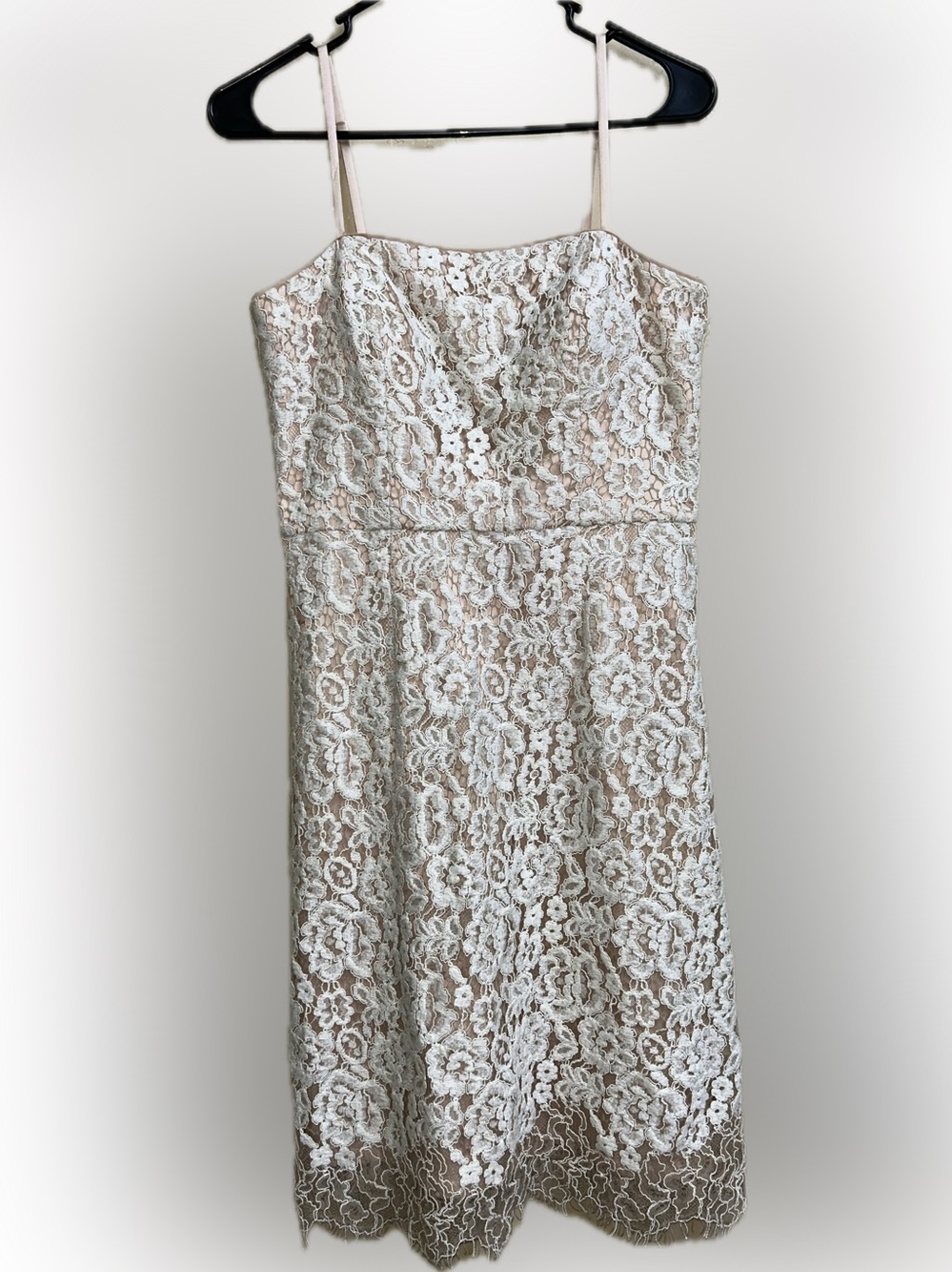 🔥5/$35🔥 Eliza J Lace Midi Dress in Champagne | Size 6 - Picture 2 of 10